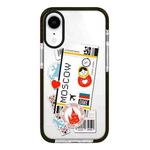 For iPhone XR Simple Illustration Pattern Full Coverage Phone Case(Travel Ticket B)