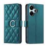 For Xiaomi Poco M6 4G Ring Buckle Rhombic Leather Phone Case(Green)