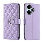 For Xiaomi Poco M6 4G Ring Buckle Rhombic Leather Phone Case(Purple)