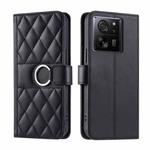 For Xiaomi 13T / 13T Pro Ring Buckle Rhombic Leather Phone Case(Black)