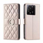 For Xiaomi 13T / 13T Pro Ring Buckle Rhombic Leather Phone Case(Rose Gold)