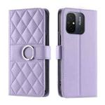 For Xiaomi Poco C55 Ring Buckle Rhombic Leather Phone Case(Purple)