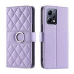 For Xiaomi Poco X5 Pro Ring Buckle Rhombic Leather Phone Case(Purple)