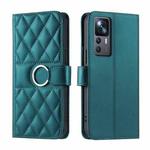 For Xiaomi 12T / 12T Pro Ring Buckle Rhombic Leather Phone Case(Green)