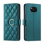 For Xiaomi Poco X3 / X3 NFC / X3 Pro Ring Buckle Rhombic Leather Phone Case(Green)