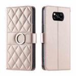 For Xiaomi Poco X3 / X3 NFC / X3 Pro Ring Buckle Rhombic Leather Phone Case(Rose Gold)