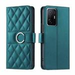 For Xiaomi 11T / 11T Pro Ring Buckle Rhombic Leather Phone Case(Green)