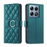 For Xiaomi 14T Ring Buckle Rhombic Leather Phone Case(Green)