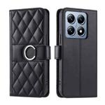For Xiaomi 14T Ring Buckle Rhombic Leather Phone Case(Black)