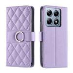 For Xiaomi 14T Ring Buckle Rhombic Leather Phone Case(Purple)