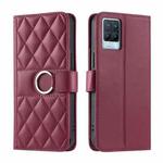 For Realme 8 4G / 8 Pro 4G Ring Buckle Rhombic Leather Phone Case(Red)