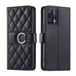 For Realme 9 Pro / V25 / 9 5G EU Ring Buckle Rhombic Leather Phone Case(Black)