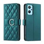 For Realme 9i Ring Buckle Rhombic Leather Phone Case(Green)