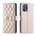 For Realme C35 4G Ring Buckle Rhombic Leather Phone Case(Rose Gold)