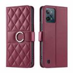 For Realme C31 4G Ring Buckle Rhombic Leather Phone Case(Red)