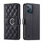 For Realme C31 4G Ring Buckle Rhombic Leather Phone Case(Black)