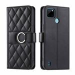 For Realme C21Y / C25Y Ring Buckle Rhombic Leather Phone Case(Black)