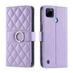 For Realme C21Y / C25Y Ring Buckle Rhombic Leather Phone Case(Purple)