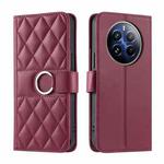 For Realme 12 Pro 5G / 12 Pro+ 5G Ring Buckle Rhombic Leather Phone Case(Red)