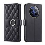 For Realme 12 Pro 5G / 12 Pro+ 5G Ring Buckle Rhombic Leather Phone Case(Black)