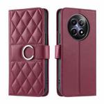 For Realme 12 5G Global Ring Buckle Rhombic Leather Phone Case(Red)