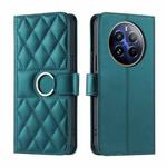 For Realme Narzo 70 Pro 5G India Ring Buckle Rhombic Leather Phone Case(Green)