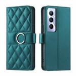 For Realme C65 4G Global Ring Buckle Rhombic Leather Phone Case(Green)