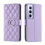 For Realme C65 4G Global Ring Buckle Rhombic Leather Phone Case(Purple)