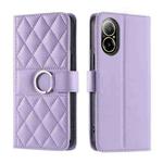 For Realme C67 4G Global Ring Buckle Rhombic Leather Phone Case(Purple)