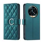 For Realme 13+ 5G Global Ring Buckle Rhombic Leather Phone Case(Green)