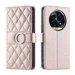 For Realme 13+ 5G Global Ring Buckle Rhombic Leather Phone Case(Rose Gold)