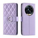 For Realme 13+ 5G Global Ring Buckle Rhombic Leather Phone Case(Purple)