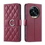 For Realme 13 Pro+ 5G Global Ring Buckle Rhombic Leather Phone Case(Red)