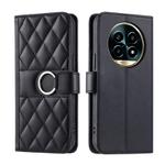 For Realme 13 Pro+ 5G Global Ring Buckle Rhombic Leather Phone Case(Black)