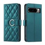 For Google Pixel 8 Pro Ring Buckle Rhombic Leather Phone Case(Green)