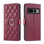 For Google Pixel 7 Pro Ring Buckle Rhombic Leather Phone Case(Red)