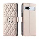 For Google Pixel 7a Ring Buckle Rhombic Leather Phone Case(Rose Gold)