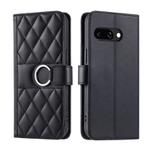 For Google Pixel 9a Ring Buckle Rhombic Leather Phone Case(Black)
