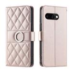 For Google Pixel 9a Ring Buckle Rhombic Leather Phone Case(Rose Gold)