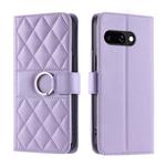 For Google Pixel 9a Ring Buckle Rhombic Leather Phone Case(Purple)