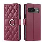 For Google Pixel 9 / 9 Pro Ring Buckle Rhombic Leather Phone Case(Red)