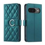 For Google Pixel 9 / 9 Pro Ring Buckle Rhombic Leather Phone Case(Green)