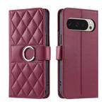 For Google Pixel 9 Pro XL Ring Buckle Rhombic Leather Phone Case(Red)