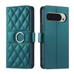For Google Pixel 9 Pro XL Ring Buckle Rhombic Leather Phone Case(Green)