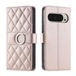 For Google Pixel 9 Pro XL Ring Buckle Rhombic Leather Phone Case(Rose Gold)