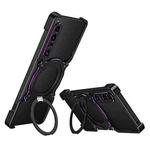 For Sony Xperia 1 IV Mechanical Arm Borderless MagSafe Holder Metal Phone Case(Black Purple)