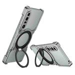 For Sony Xperia 1 IV Mechanical Arm Borderless MagSafe Holder Metal Phone Case(Silver)