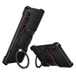 For Sony Xperia 1 VII Mechanical Arm Borderless MagSafe Holder Metal Phone Case(Black Red)