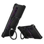 For Sony Xperia 1 VII Mechanical Arm Borderless MagSafe Holder Metal Phone Case(Black Purple)
