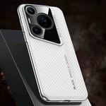 For Huawei Pura 70 Pro Carbon Fiber Texture PC Phone Case(White)